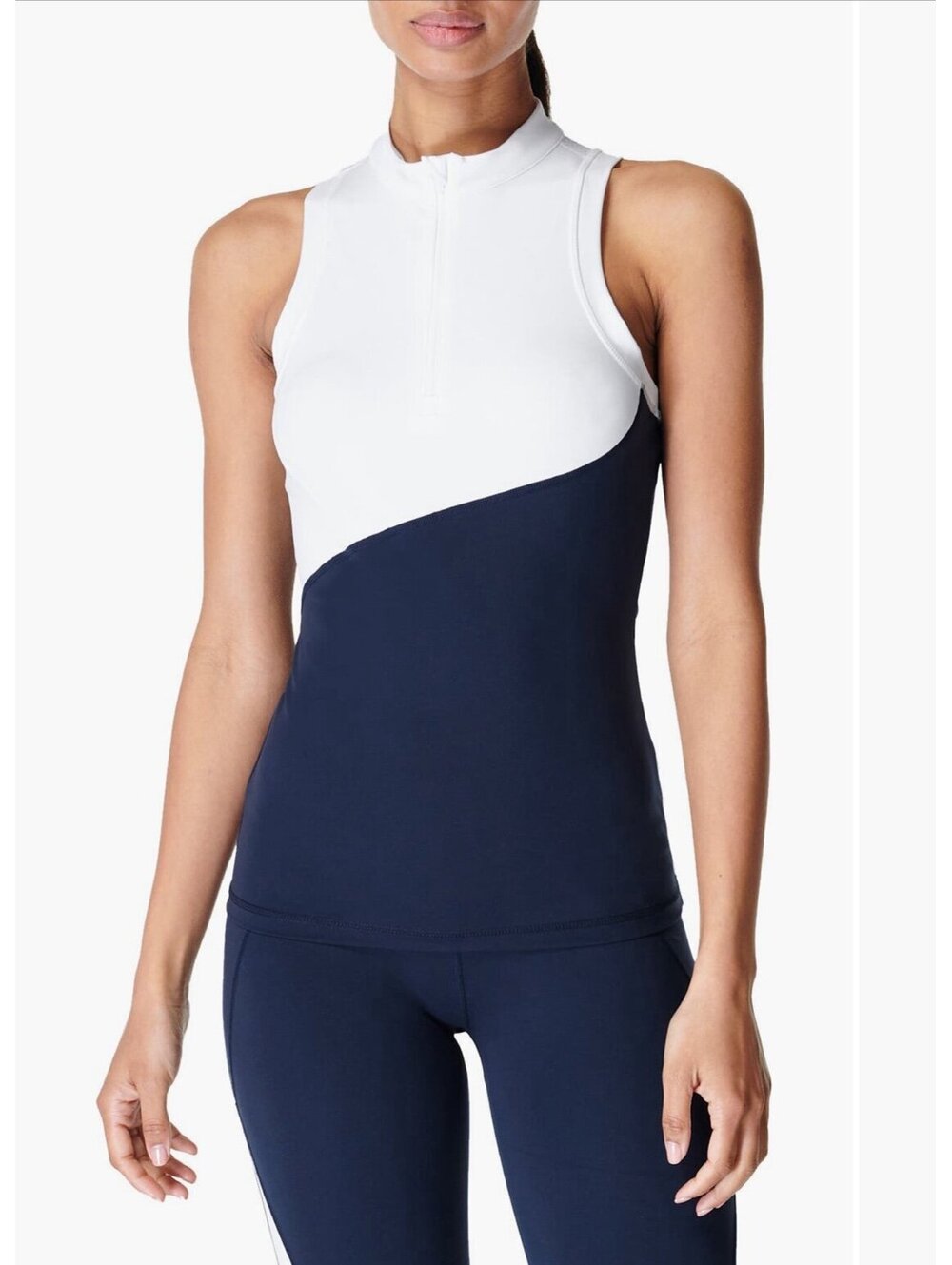 Sweaty Betty work out tank top tennis navy white xl NWT